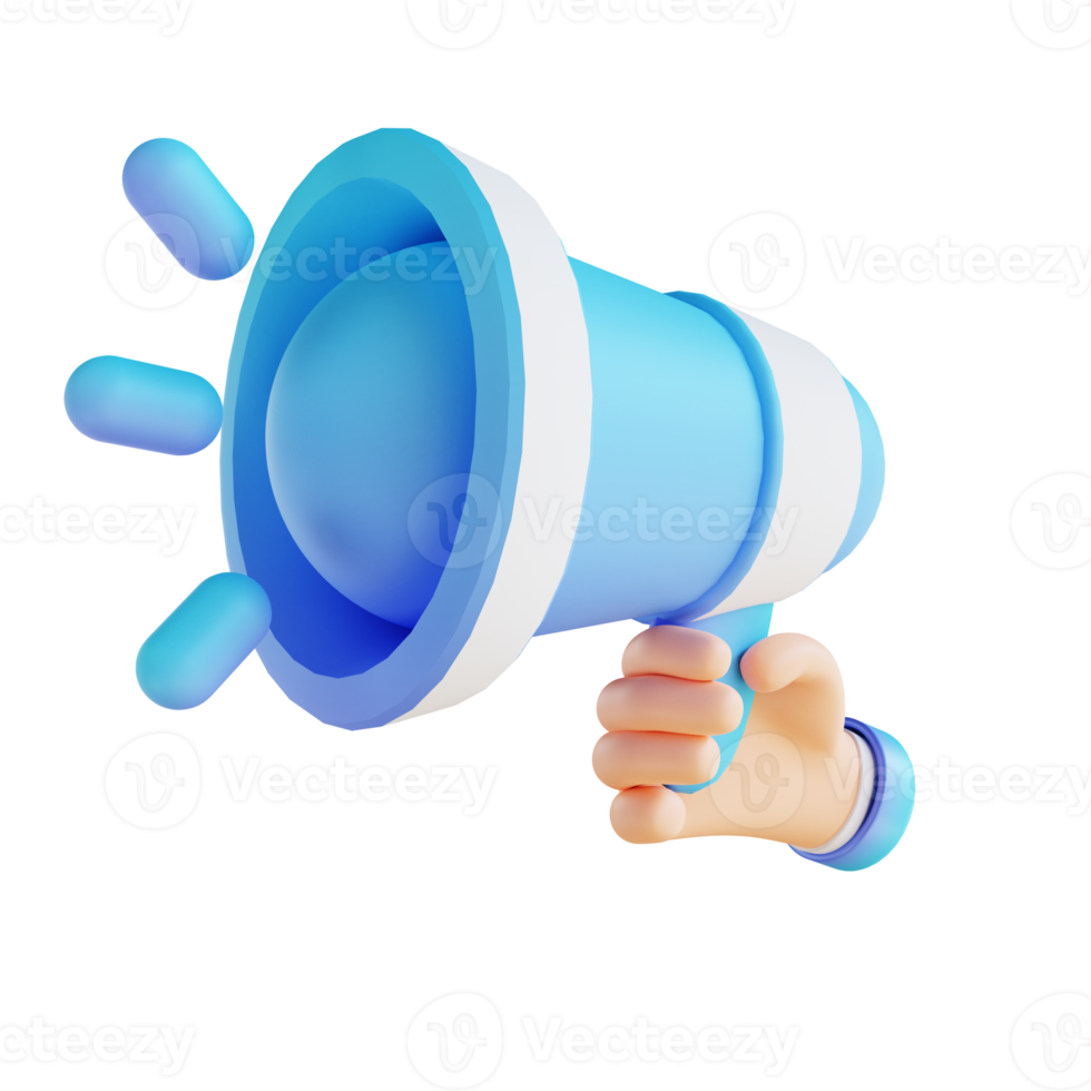 3D illustration promotion hand and megaphone png