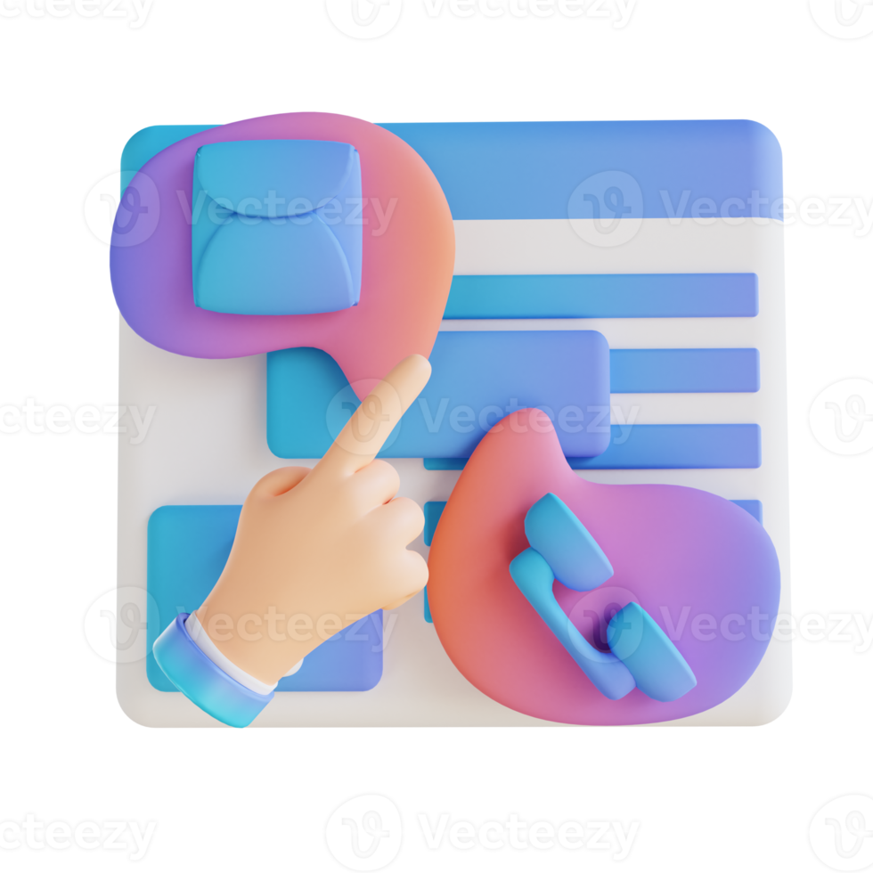 3D illustration hand and contact options png
