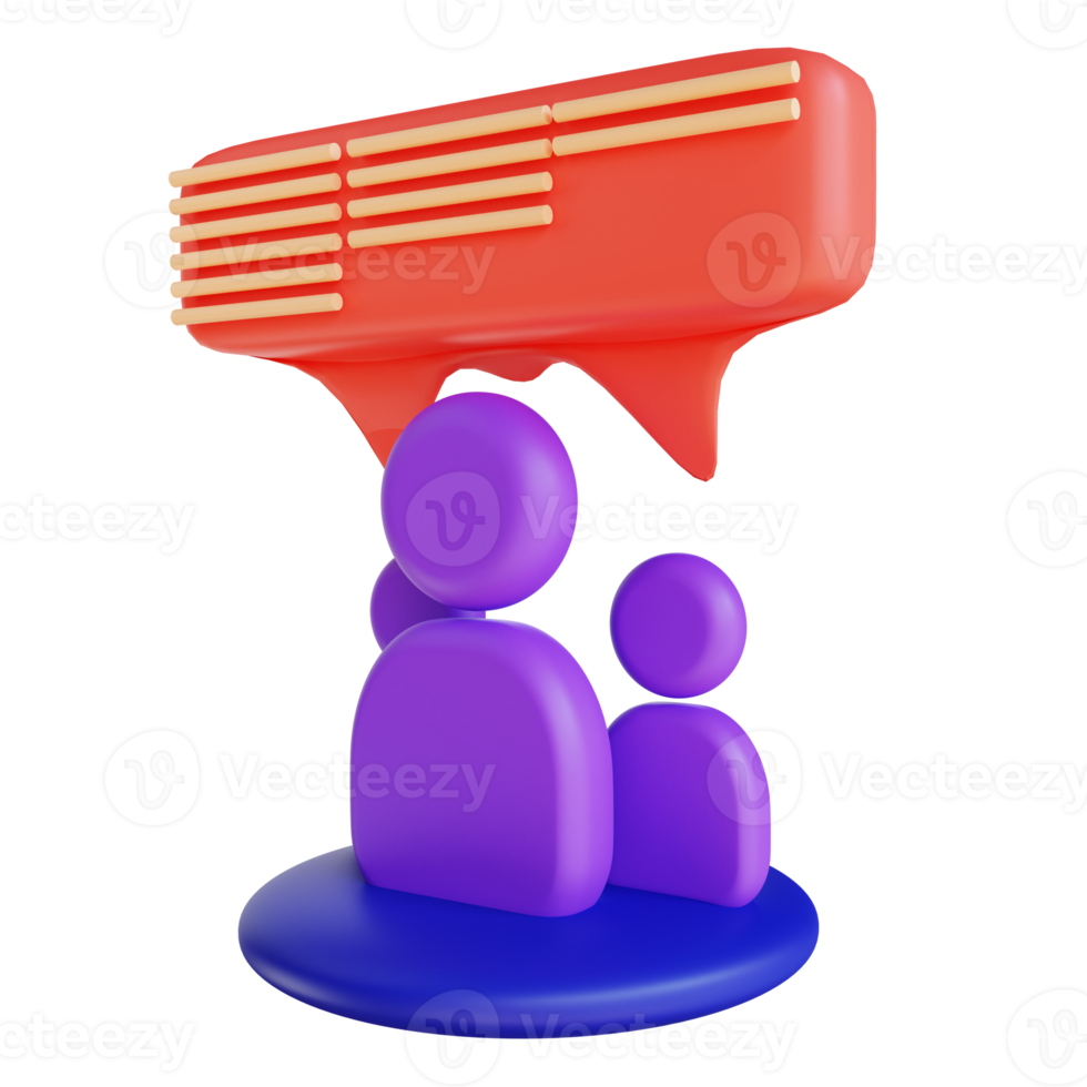 3D illustration social group for digital marketing png