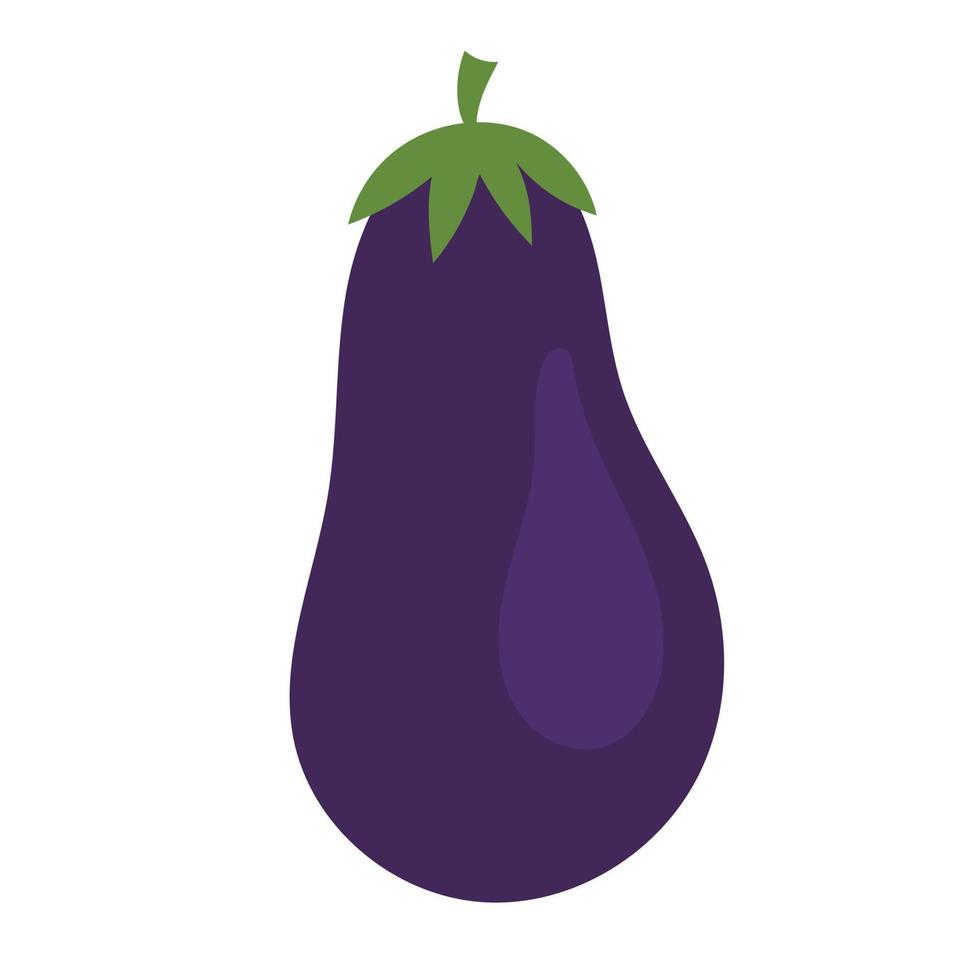 Simple single cute eggplant. Healthy food, vitamins, vegetables. Illustration in flat style vector