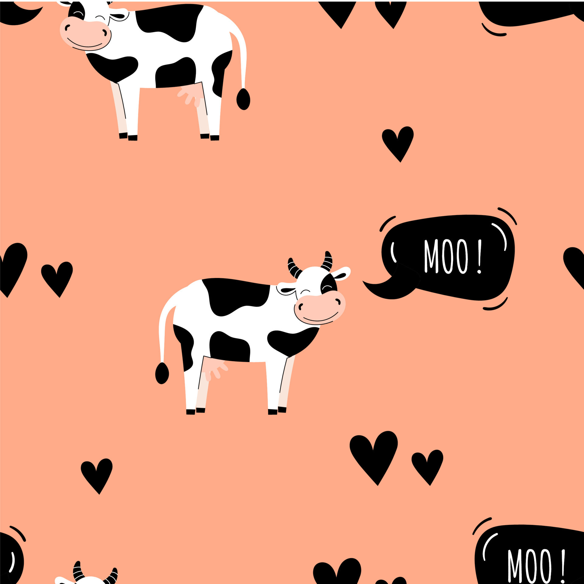 Seamless pattern with cute cows. Background with farm animals. Wallpaper,  packaging. Flat vector illustration 9456891 Vector Art at Vecteezy