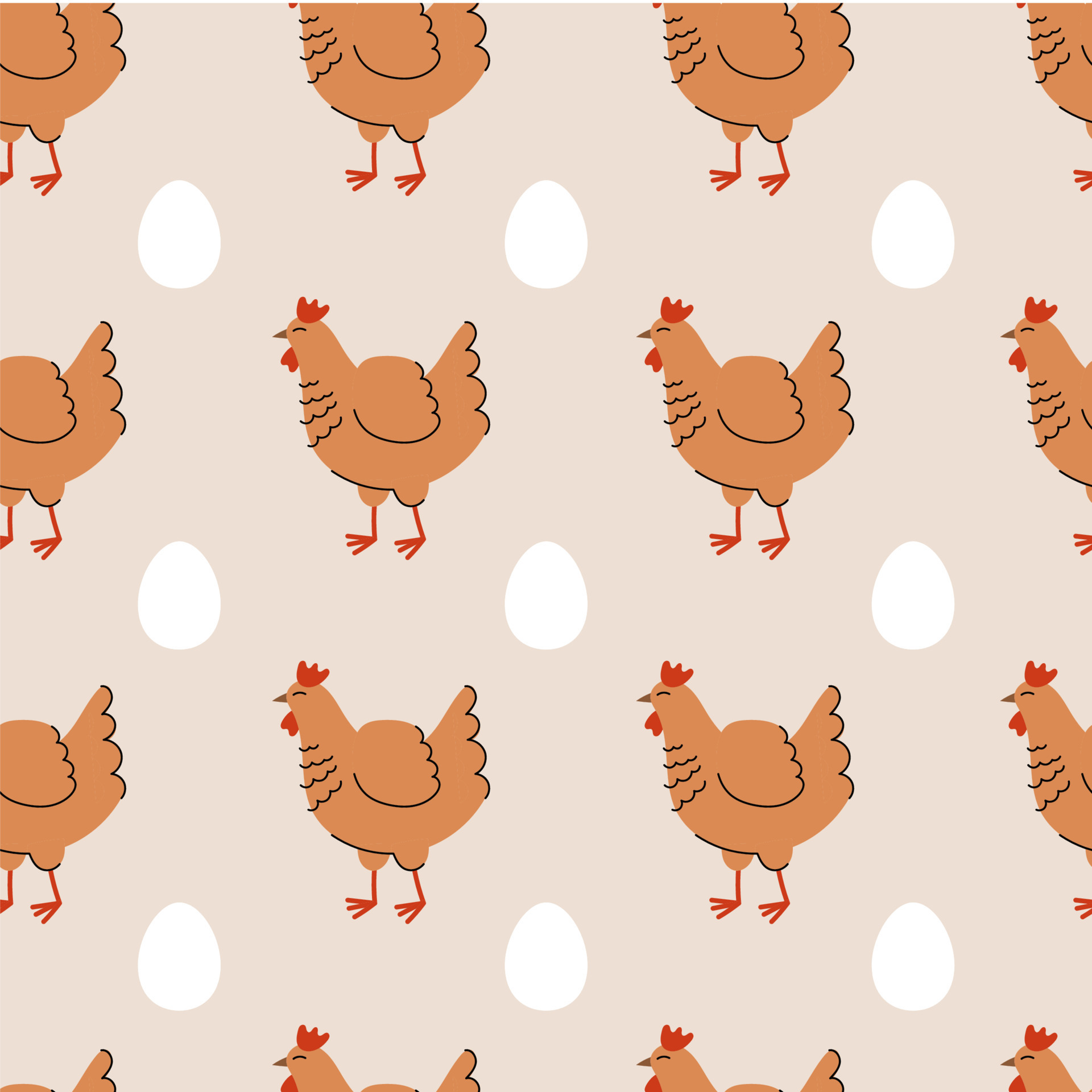 Seamless pattern with cute chickens. Background with farm animals and birds.  Wallpaper, packaging. Flat vector illustration. 9456957 Vector Art at  Vecteezy