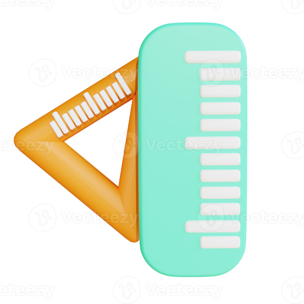 3D illustration ruler for education png