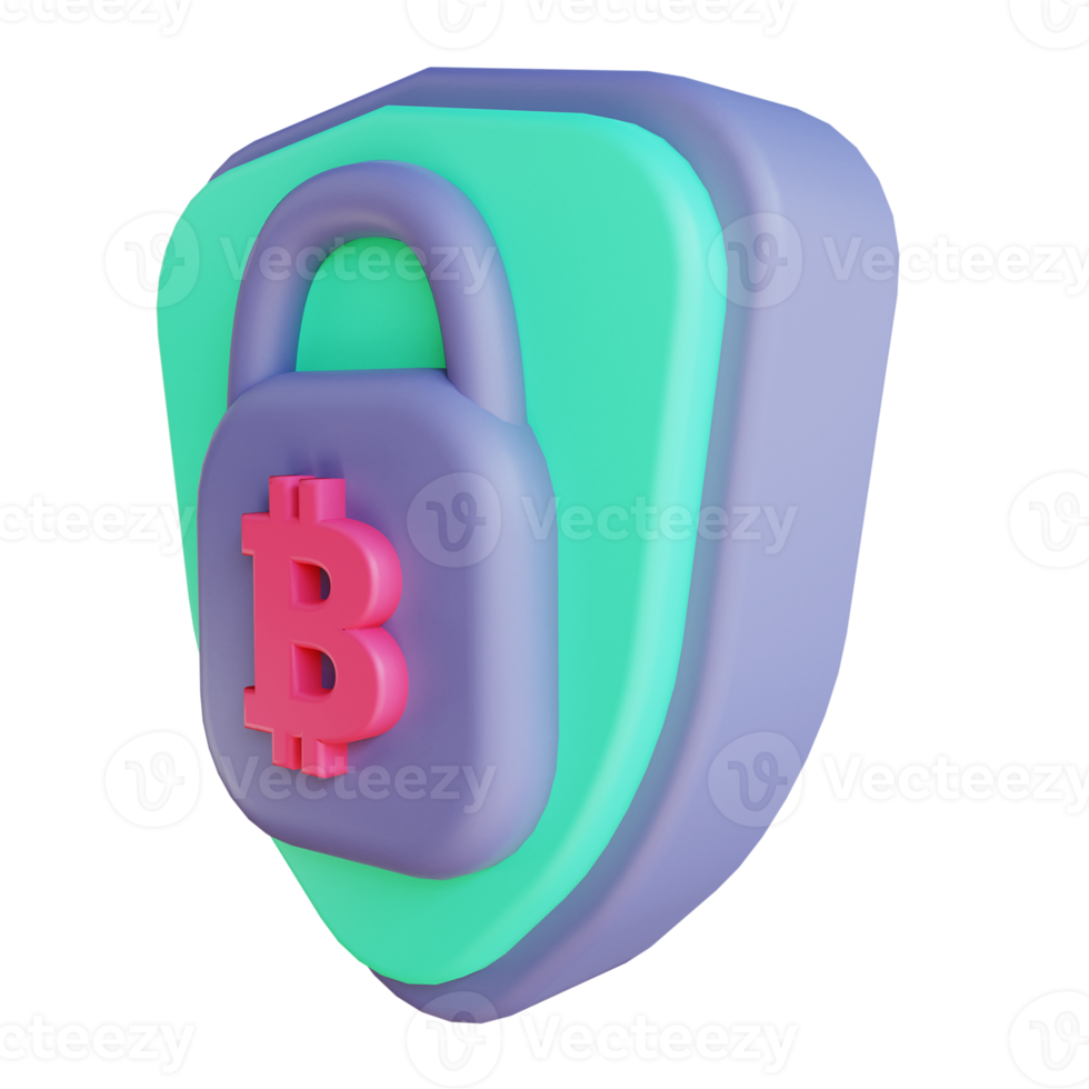 3D illustration bitcoin secure lock 4 suitable for cryptocurrency png