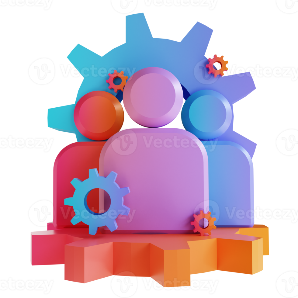 3D illustration colorful management team png