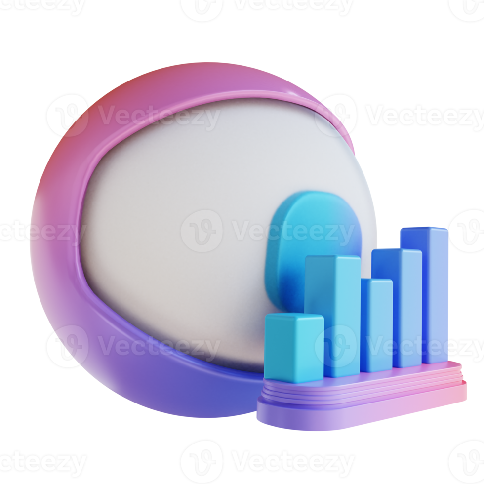 3D illustration colorful eye monitoring graph png