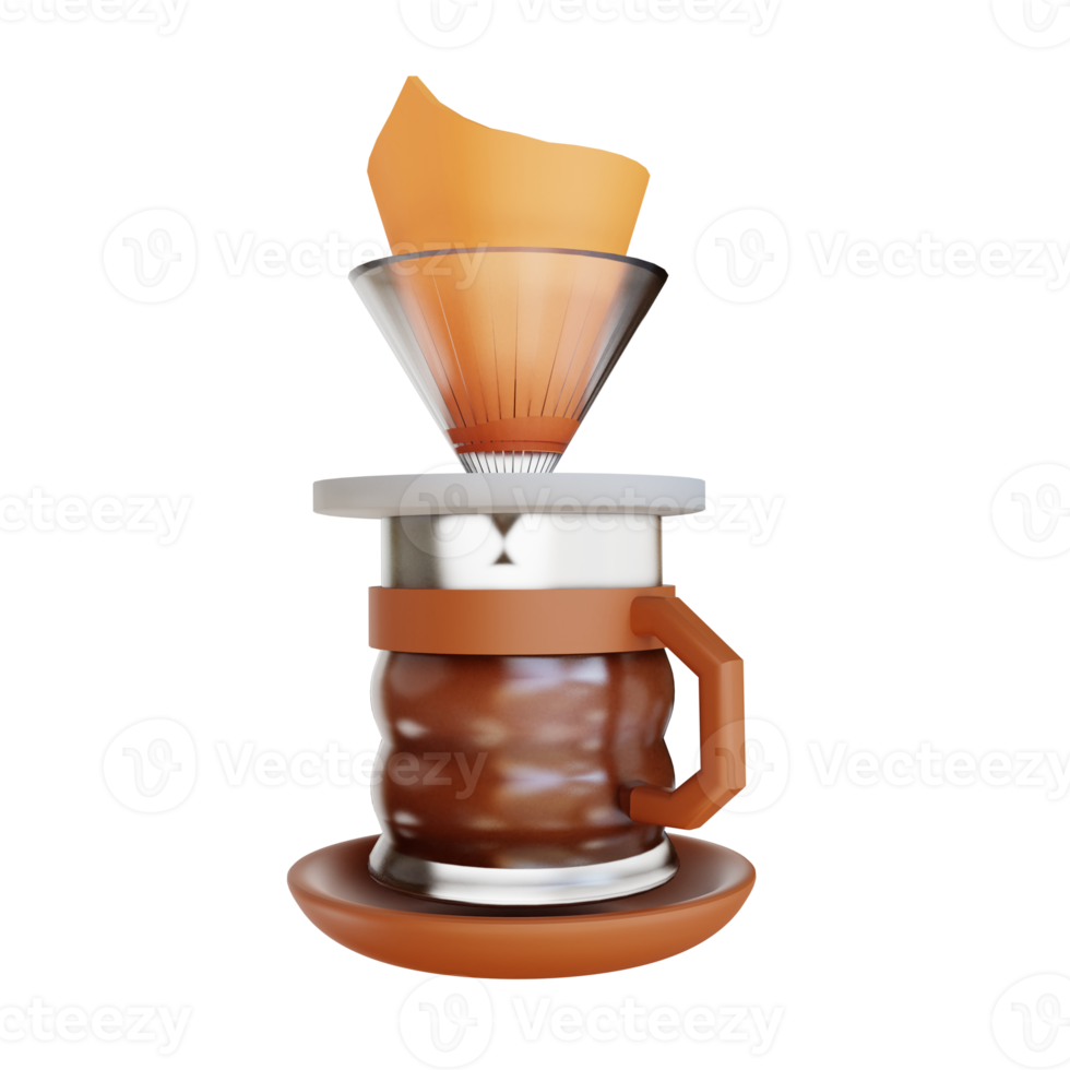 3D illustration hario v60 coffee png