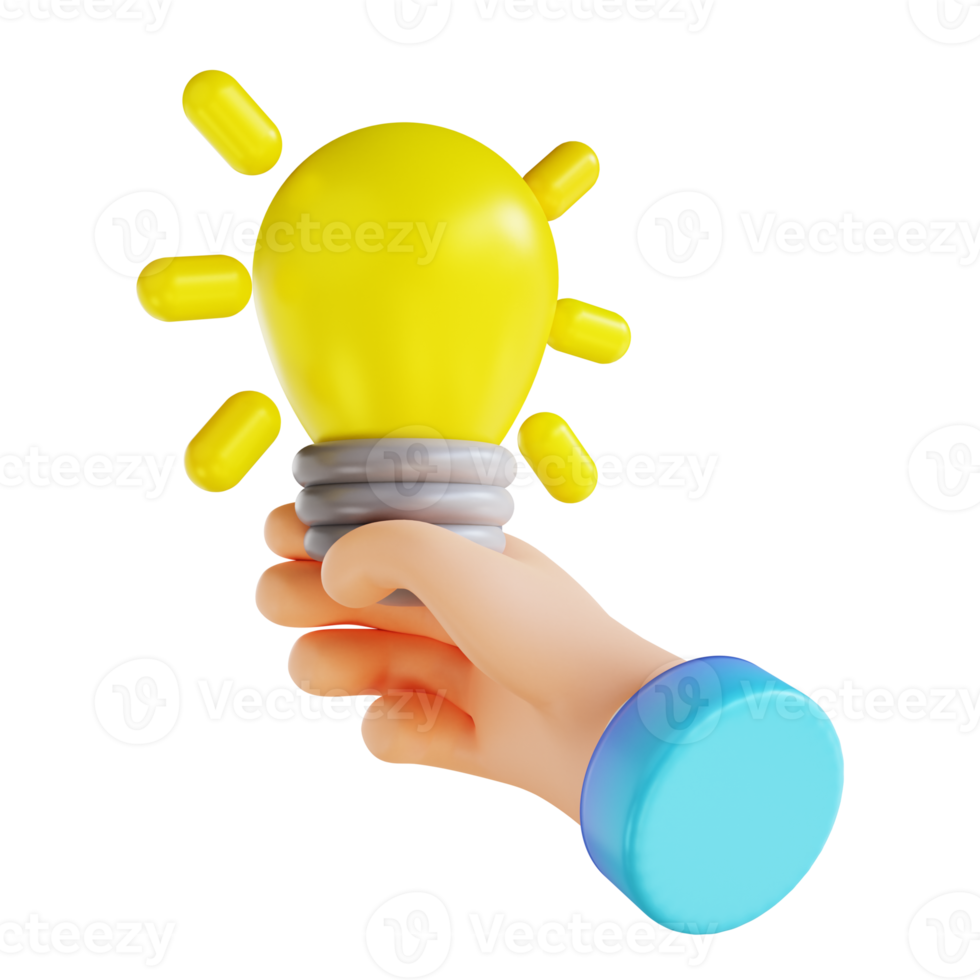3D illustration hand and get idea on png