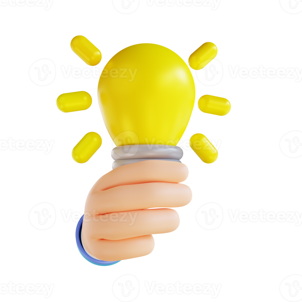 3D illustration hand and get idea on png