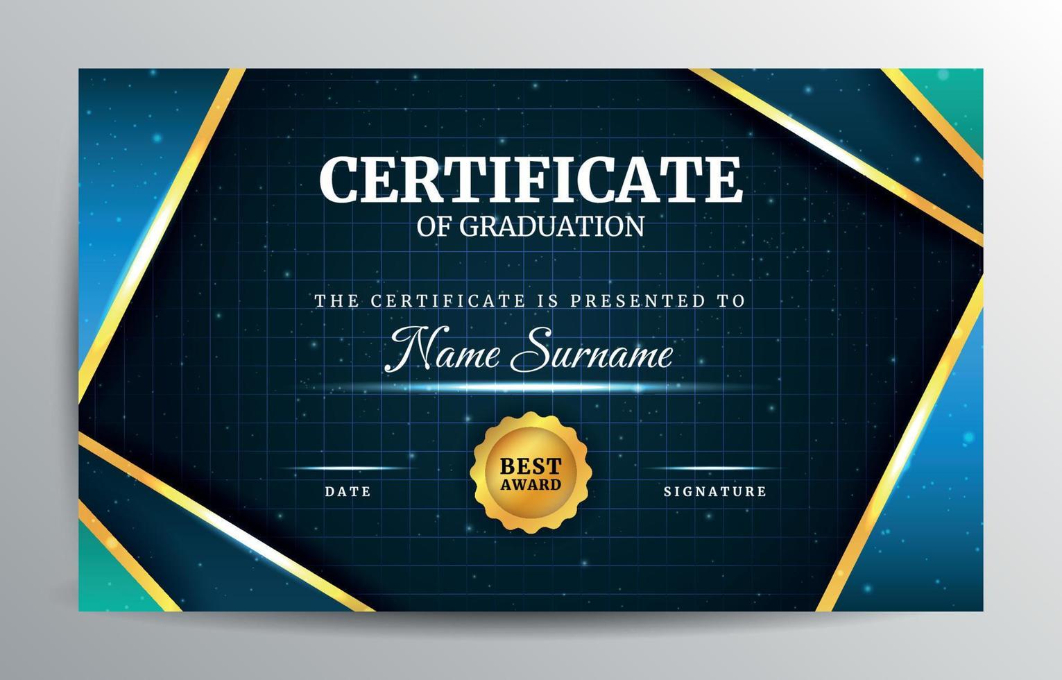 Abstract Gold and Blue Certificate of Graduation Template vector