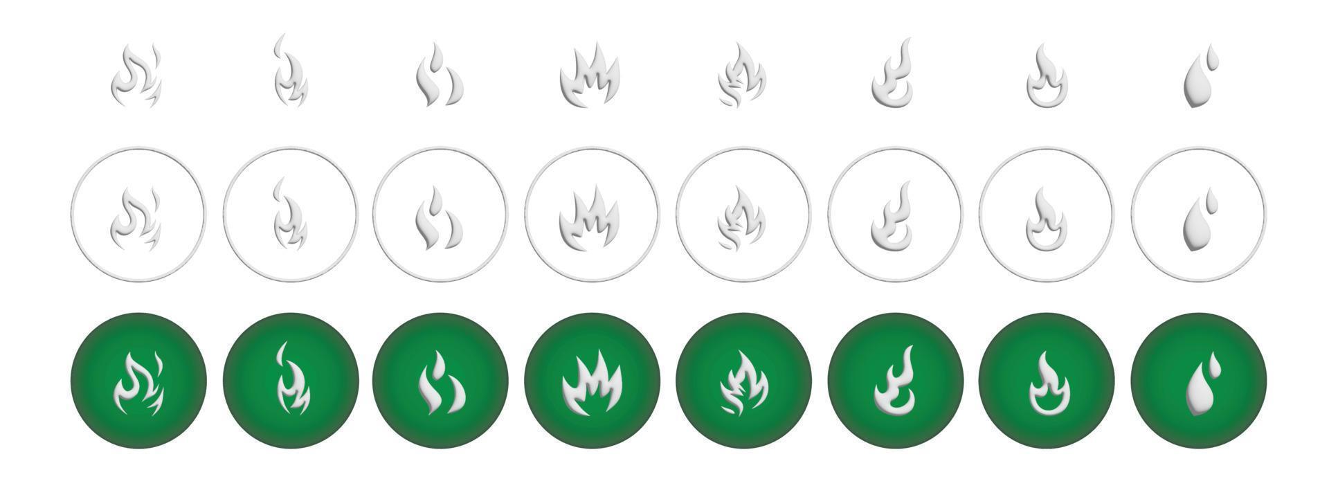 Set of flame icon in flat style. Warming sign user interface. Vector illustration