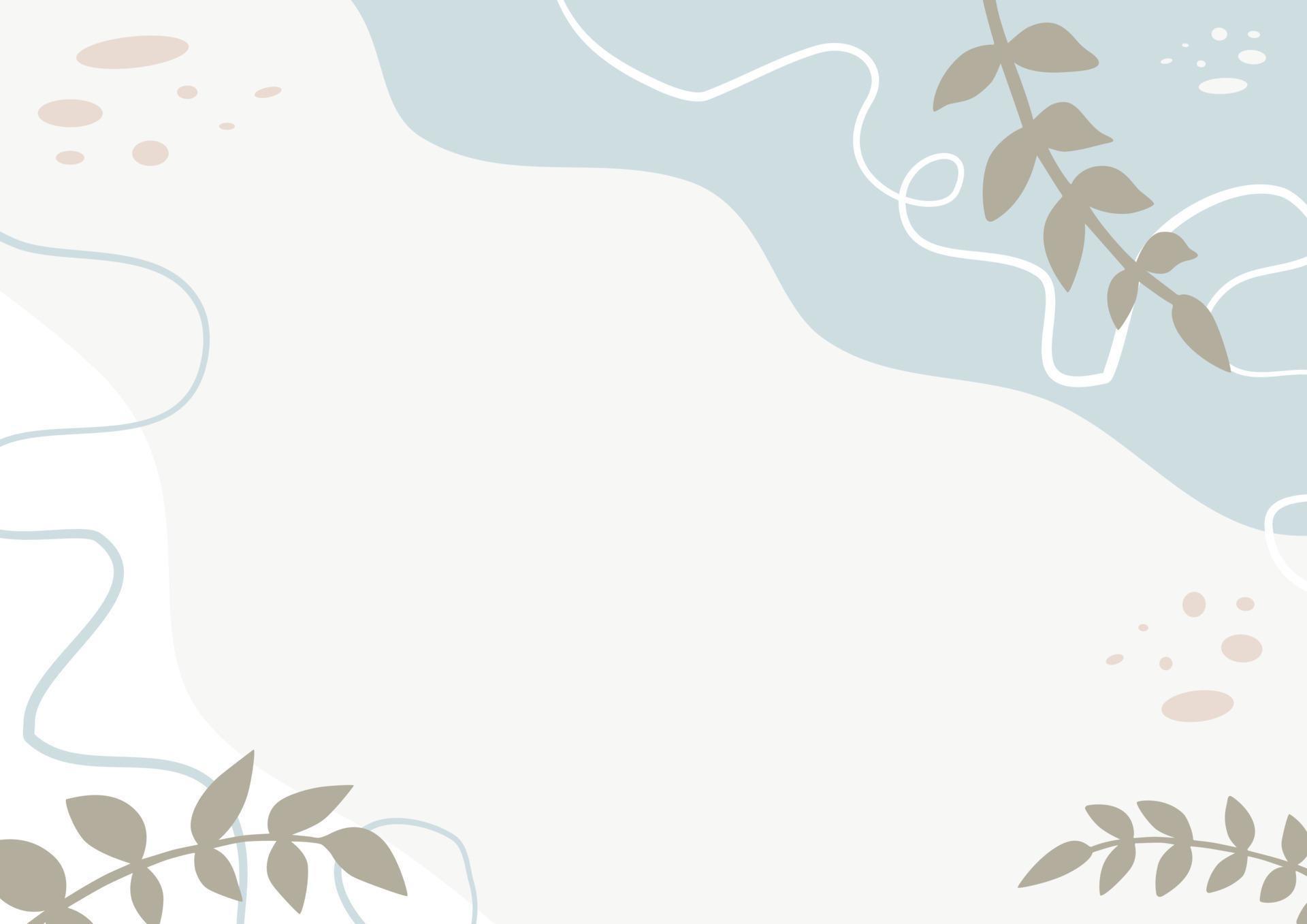 Leaves, dot and line on wave minimal background. Vector illustration ...