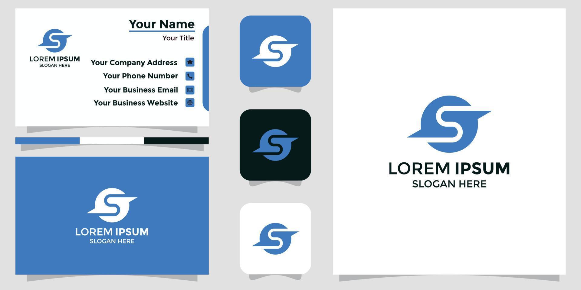 minimalist logo S and branding card vector