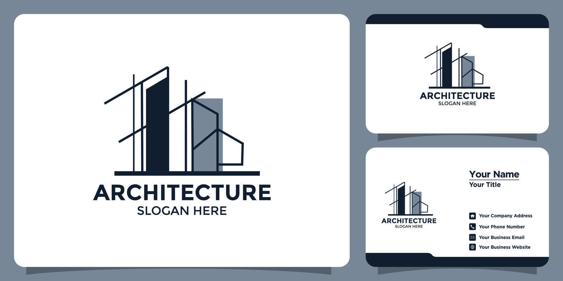 diseño de logotipo de arquitectura de construcción con diseño de logotipo de estructura abstracta y marca de tarjeta de visita vector