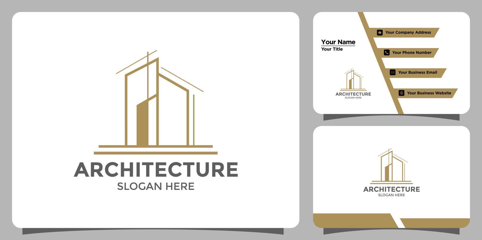 diseño de logotipo de arquitectura de construcción con diseño de logotipo de estructura abstracta y marca de tarjeta de visita vector