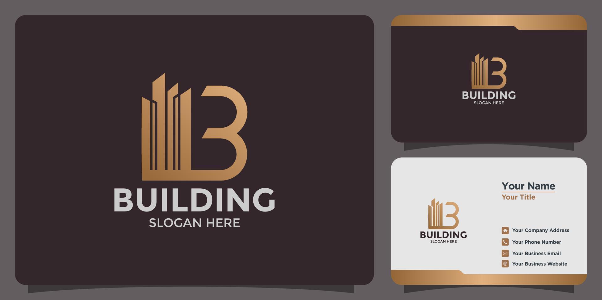 building logo combination of letter B and branding card vector