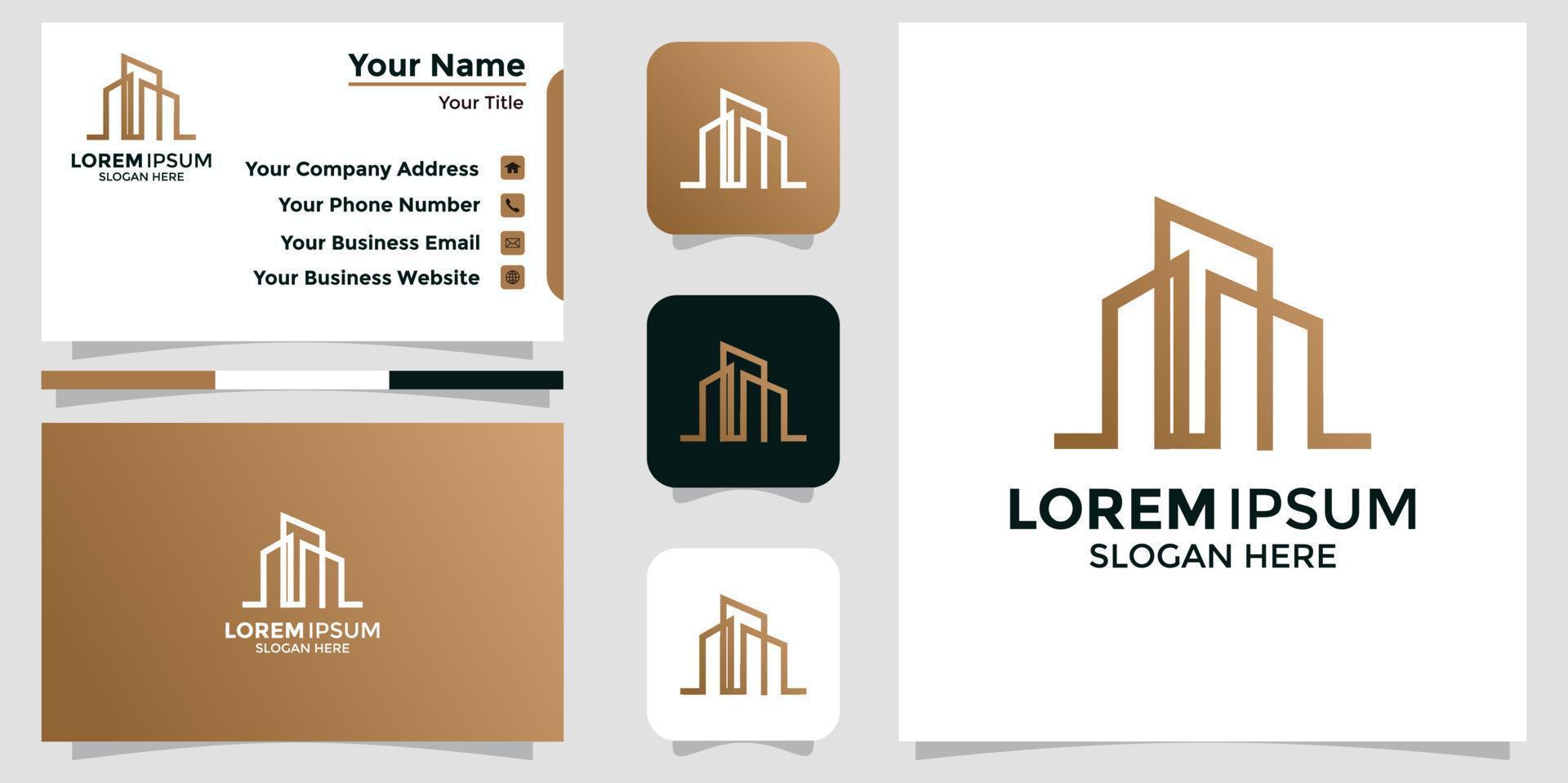 minimalist logo design building and branding card vector