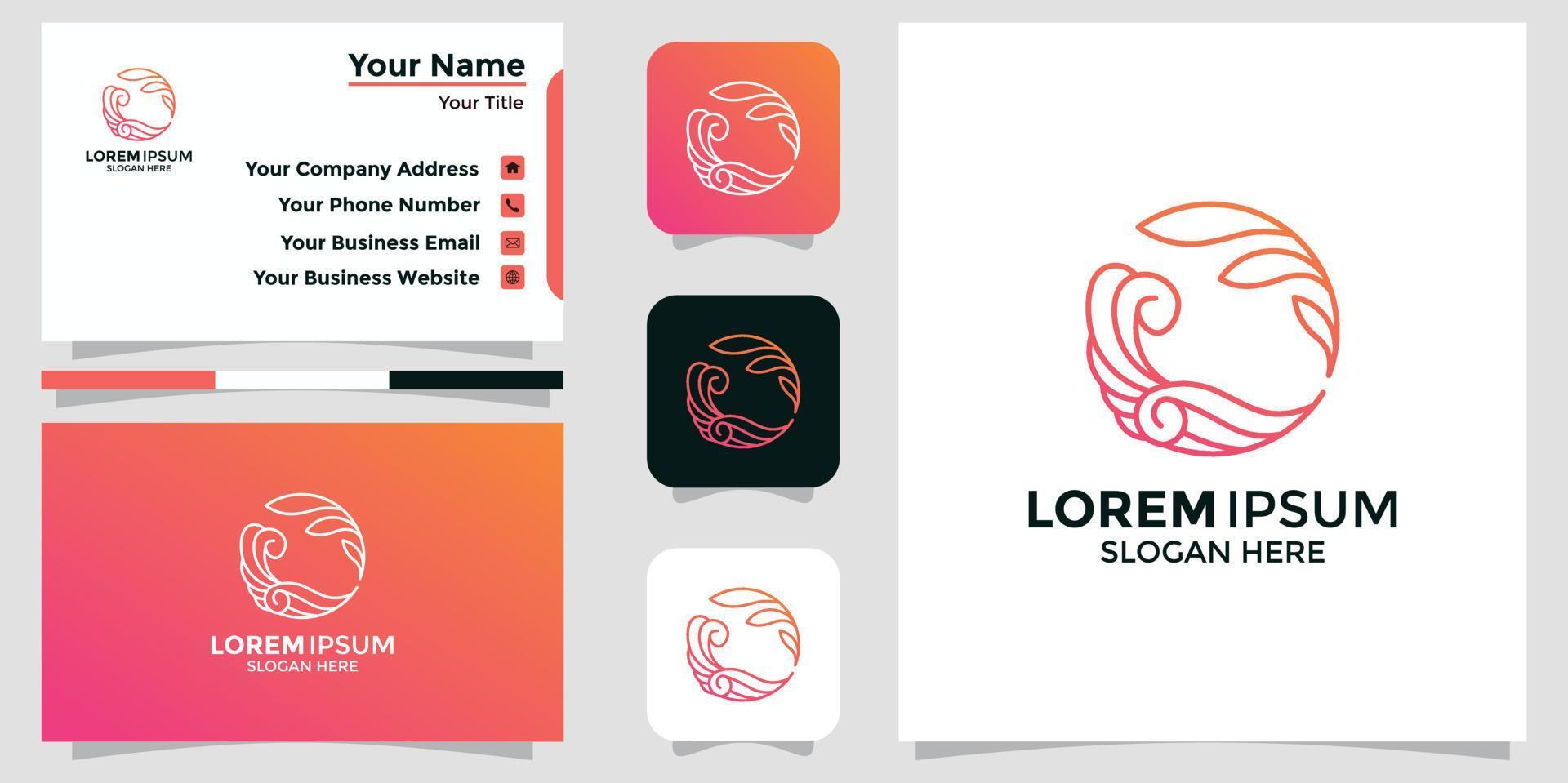 minimalistic floral letter logo and branding card vector