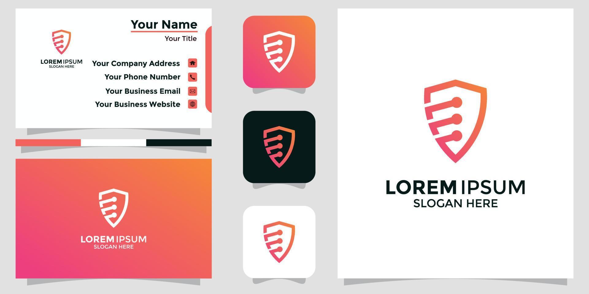 modern logo design shield and branding card vector