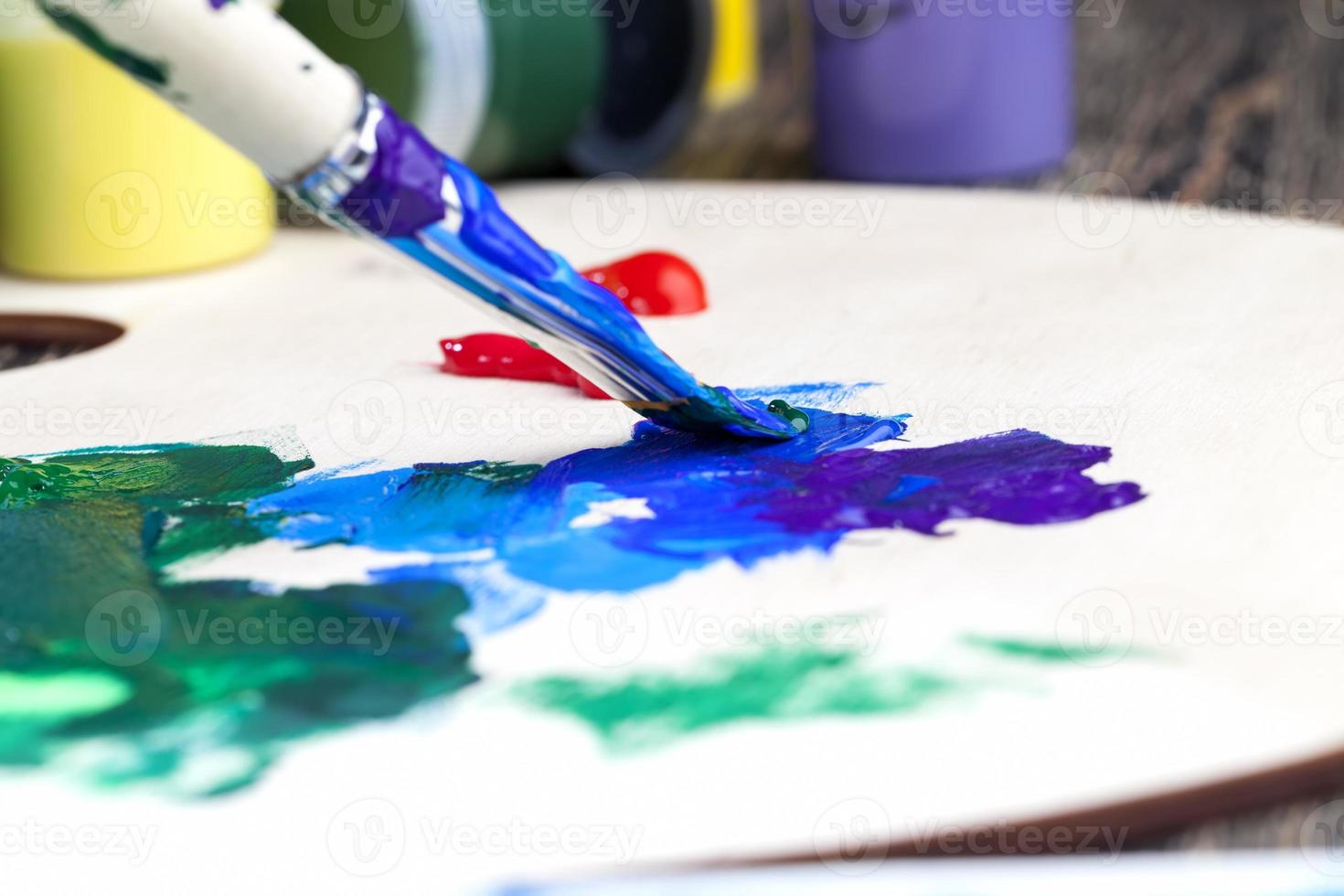 art brushes and paints for painting pictures photo