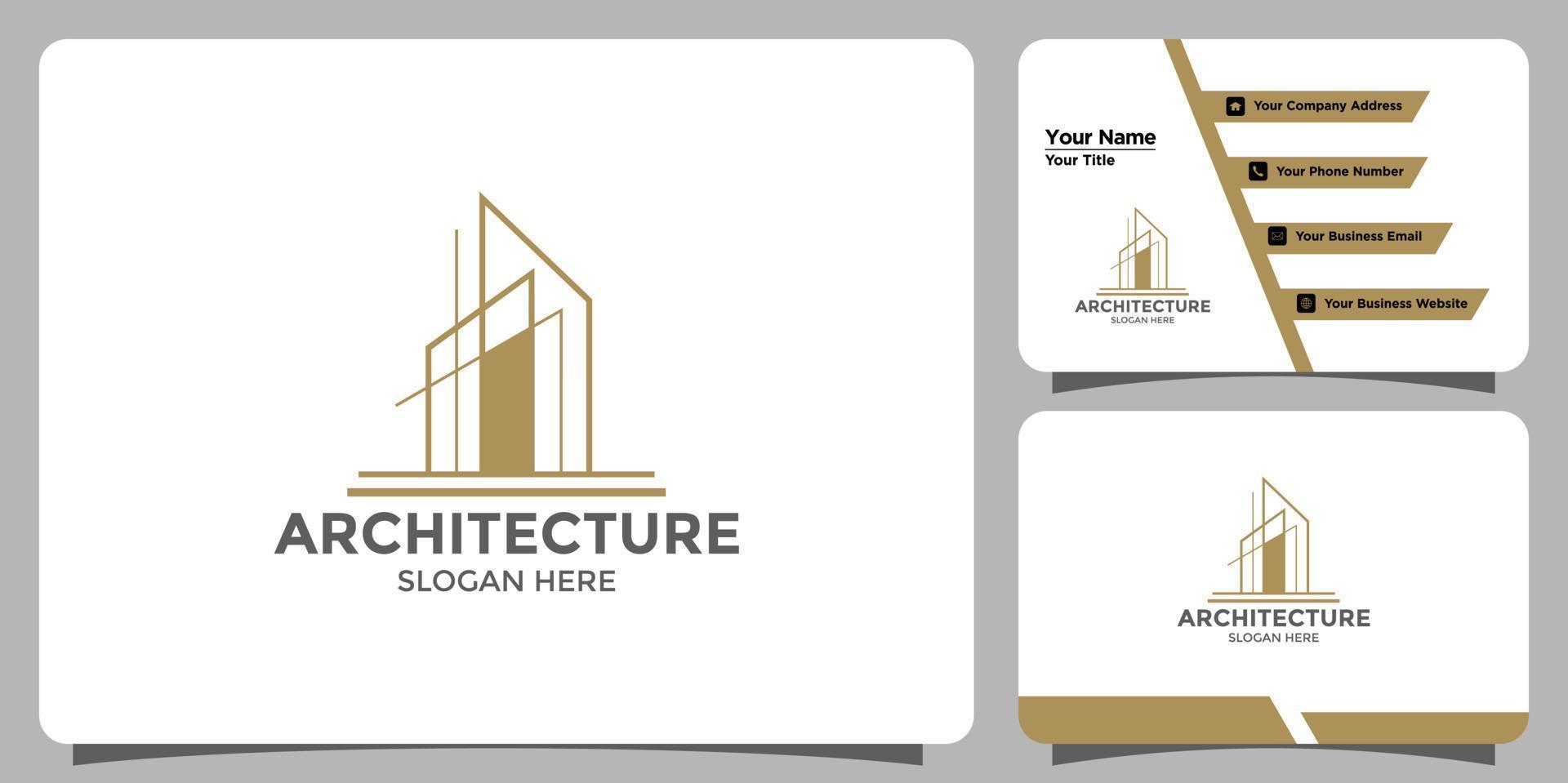 diseño de logotipo de arquitectura de construcción con diseño de logotipo de estructura abstracta y marca de tarjeta de visita vector