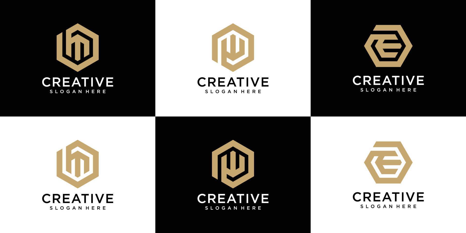 Creative monogram logo design collections, hexagon, line, logo, icon letter W logo vector