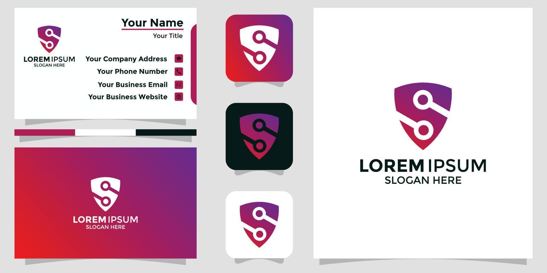 modern logo design shield and branding card vector