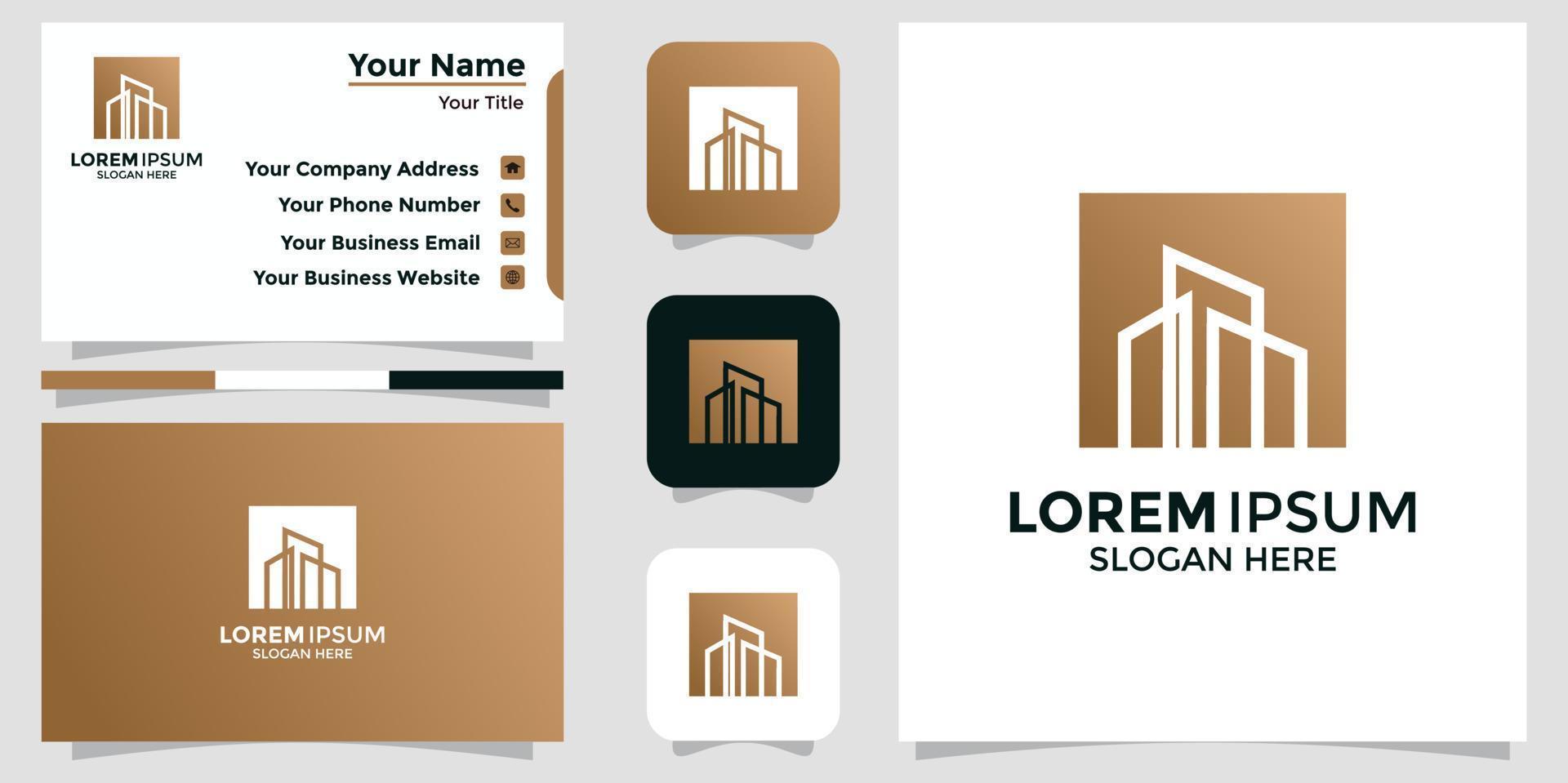 minimalist logo design building and branding card vector