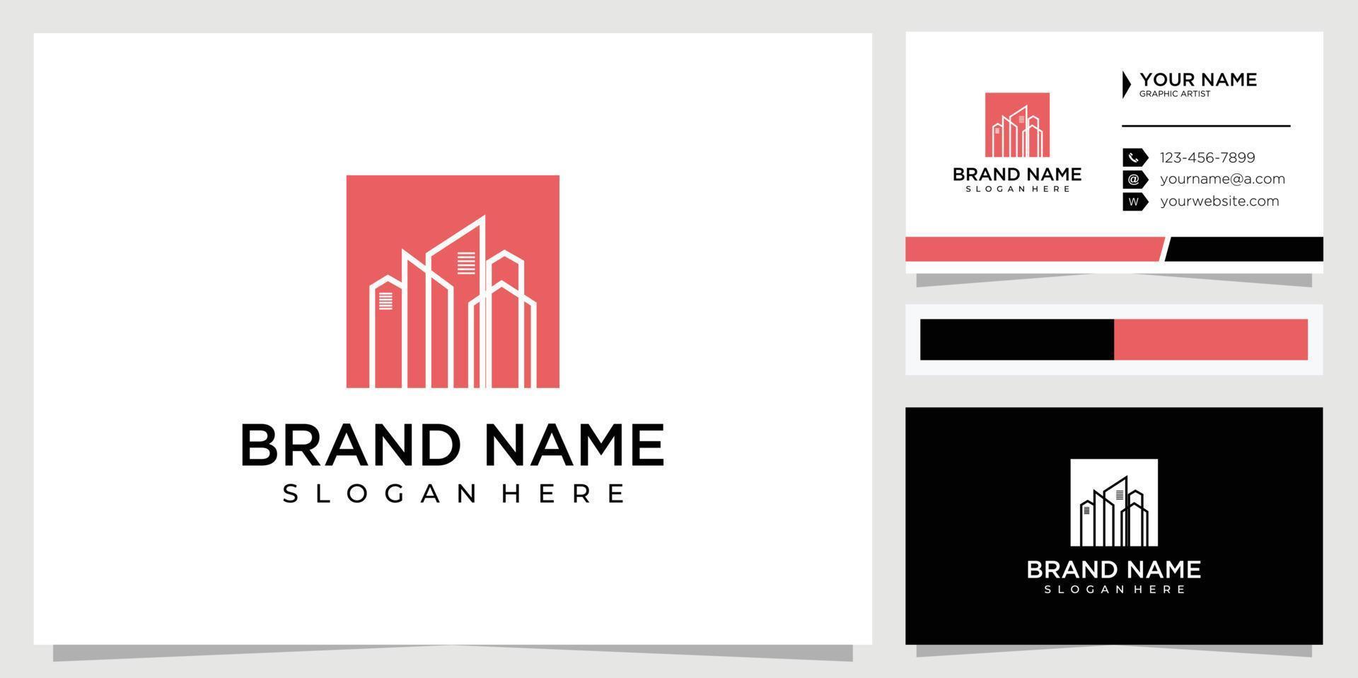 building logo design inspiration with business card vector