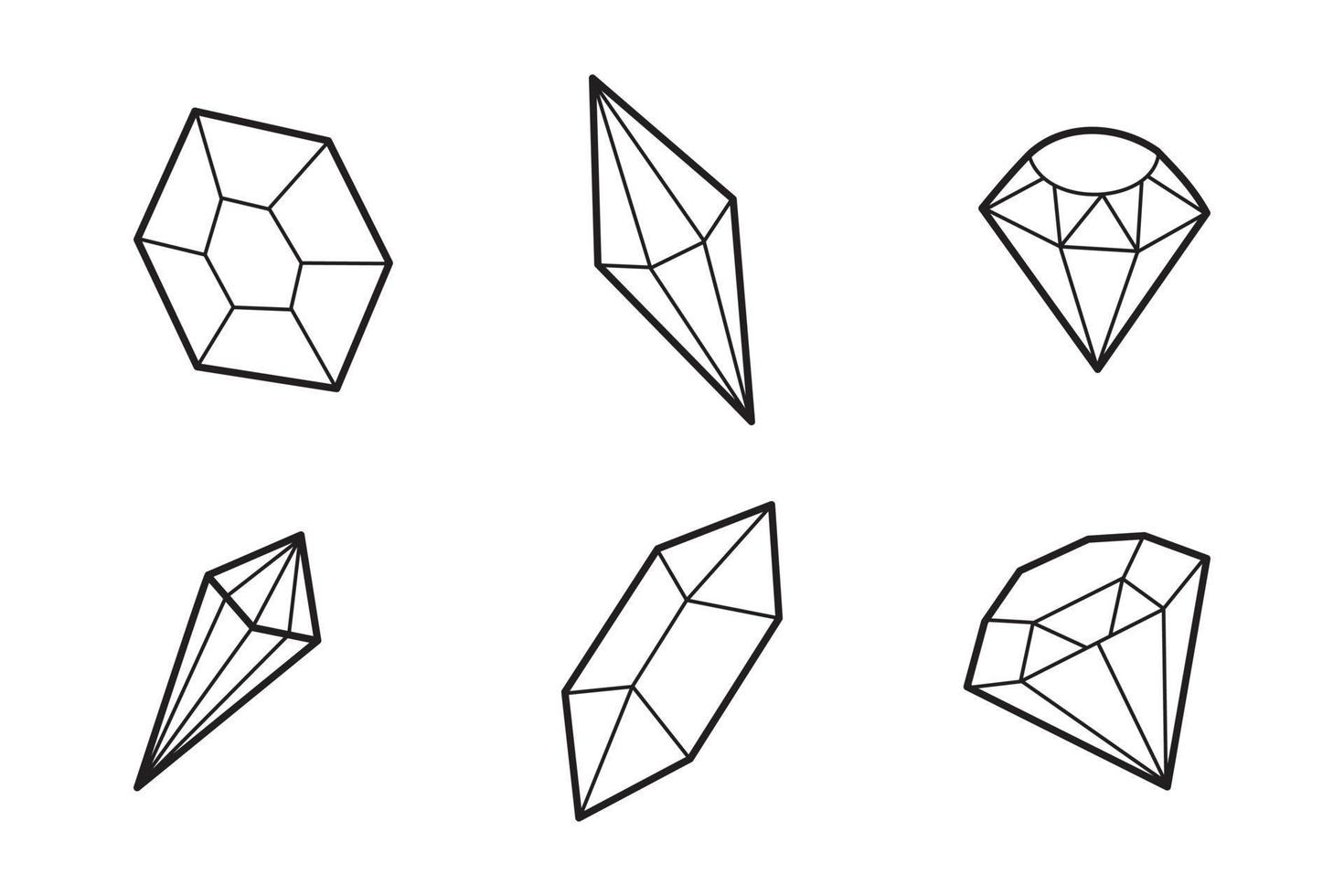 Doodle mano dibujar conjunto de diamantes, ilustración vectorial. vector