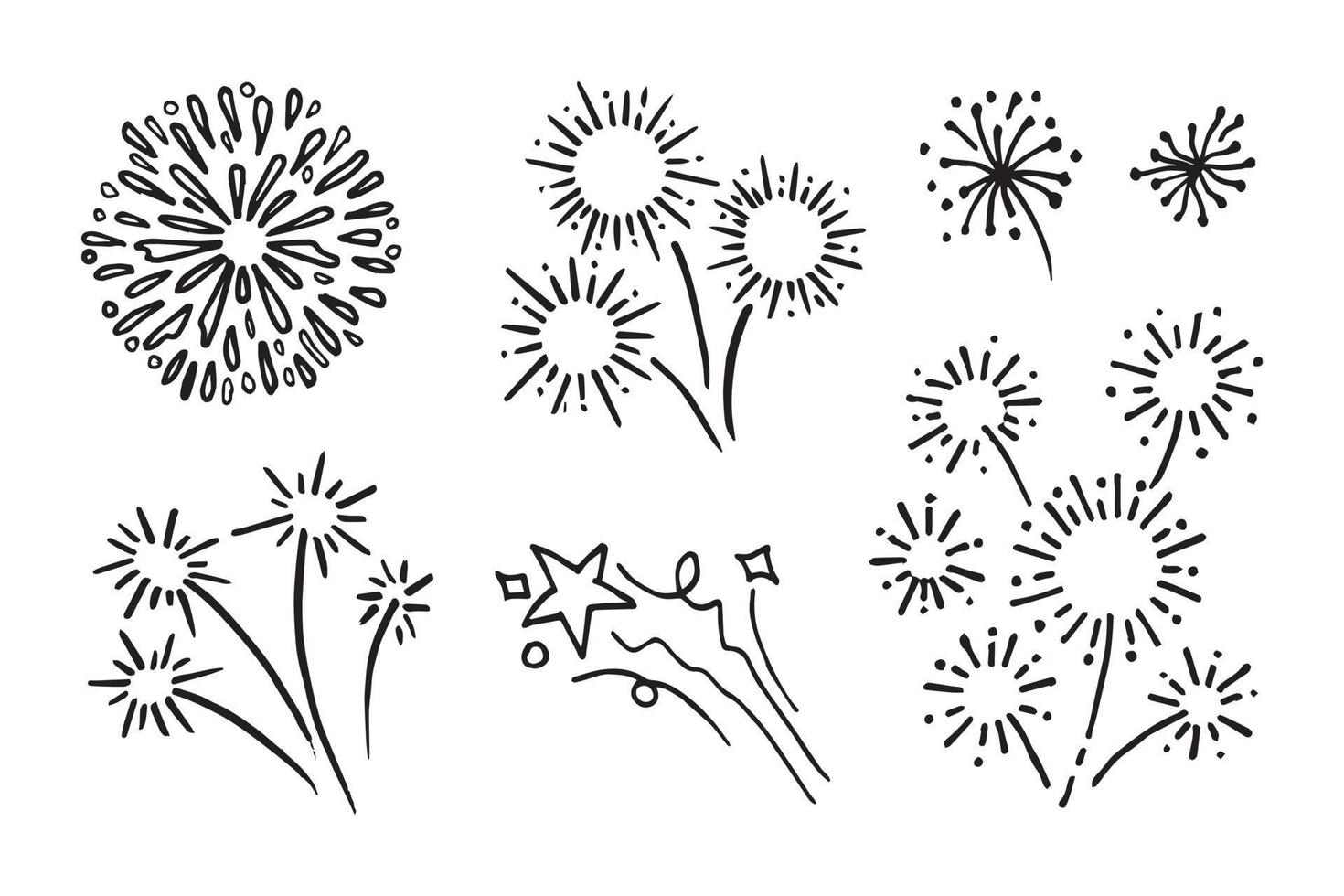 fuegos artificiales, dibujado a mano starburst, ilustración vectorial. vector