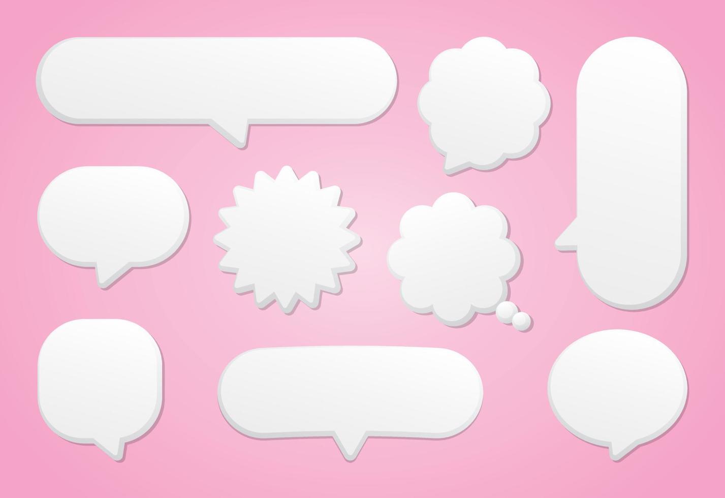 White round corner speech bubble vector set on pink pastel background