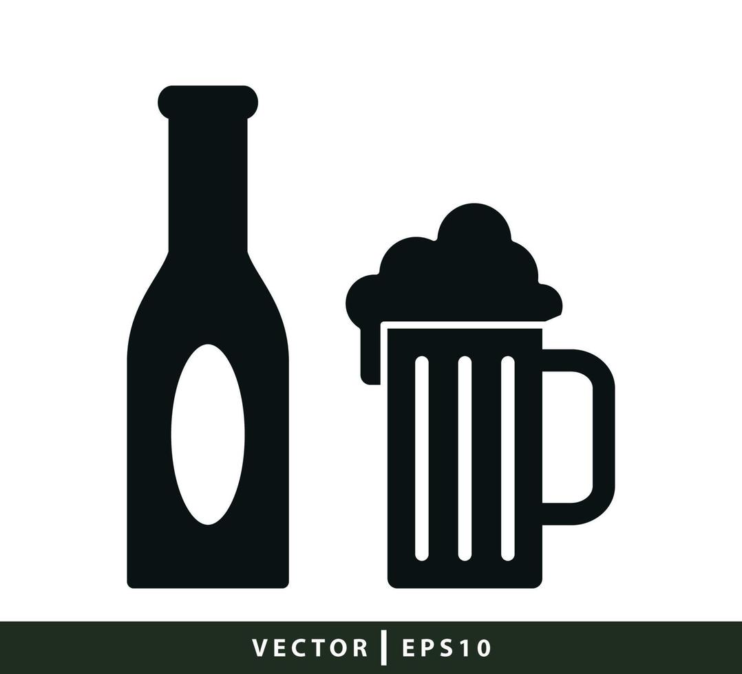 plantilla de diseño de logotipo de vector de icono de botella y vidrio