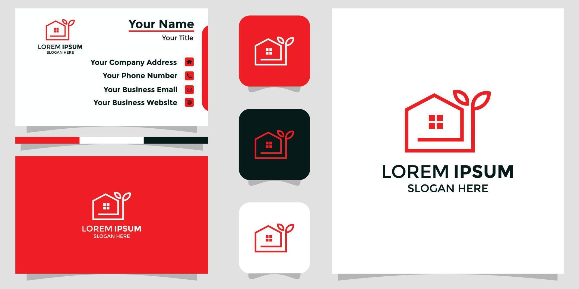 minimalist home logo and branding card vector