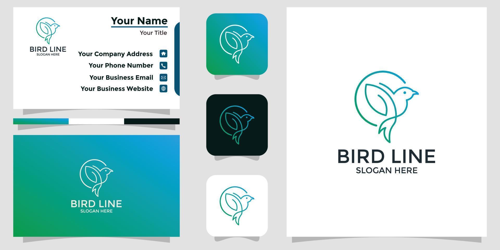 minimalist bird leaf logo design template vector
