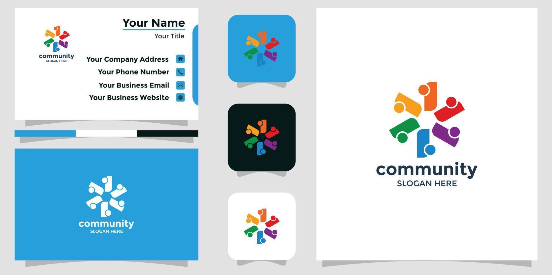 plantilla de diseño de logotipo comunitario minimalista vector