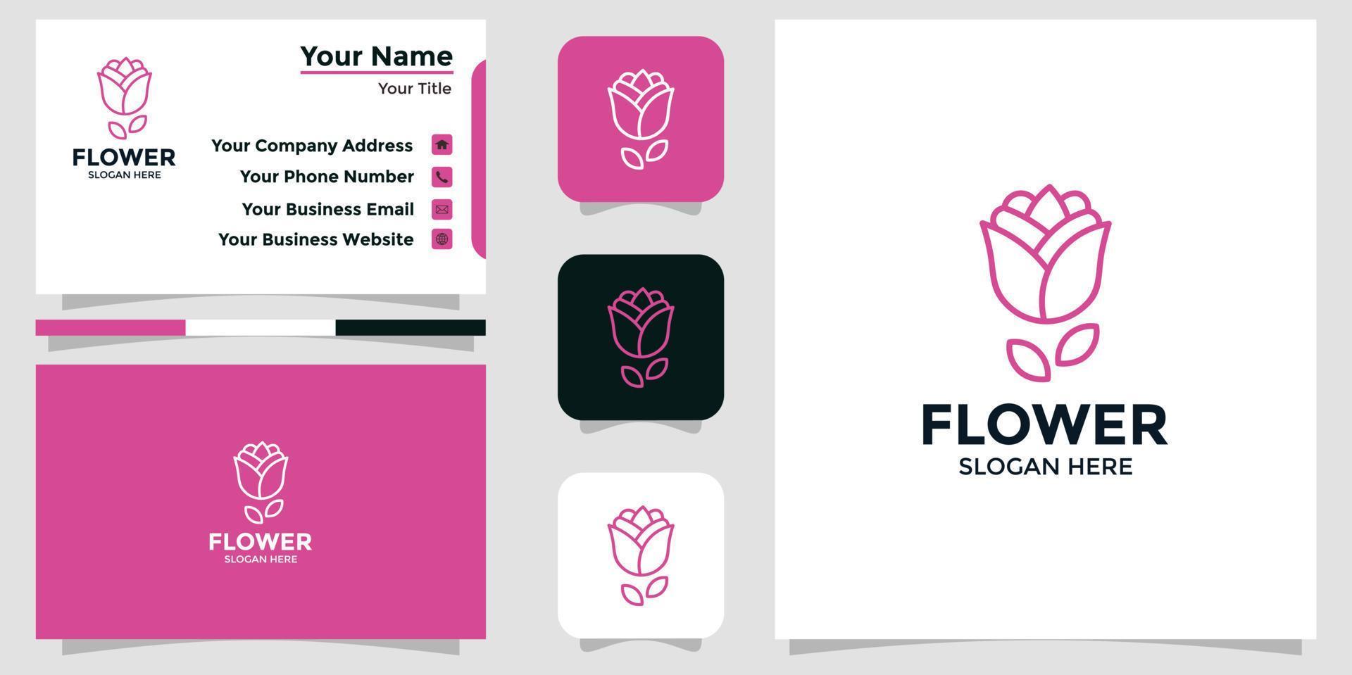minimalist flower logo design template vector