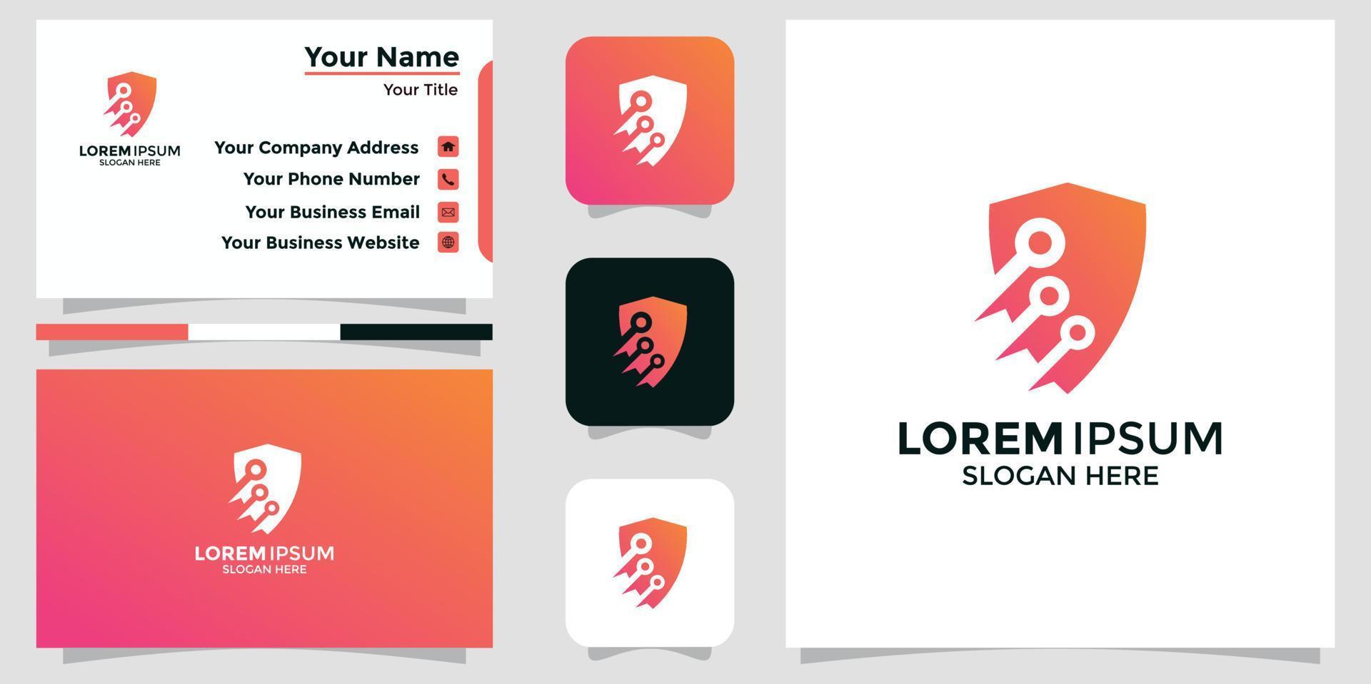modern logo design shield and branding card vector