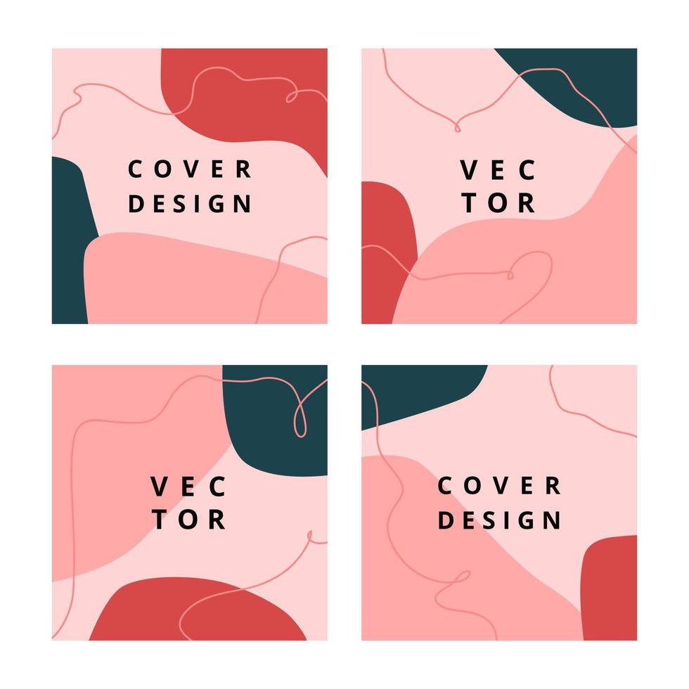 conjunto de plantillas de diseño moderno con formas orgánicas abstractas en colores pastel. fondo cuadrado con estilo mínimo para el diseño de folletos, volantes, pancartas, carteles y marcas. ilustración vectorial vector