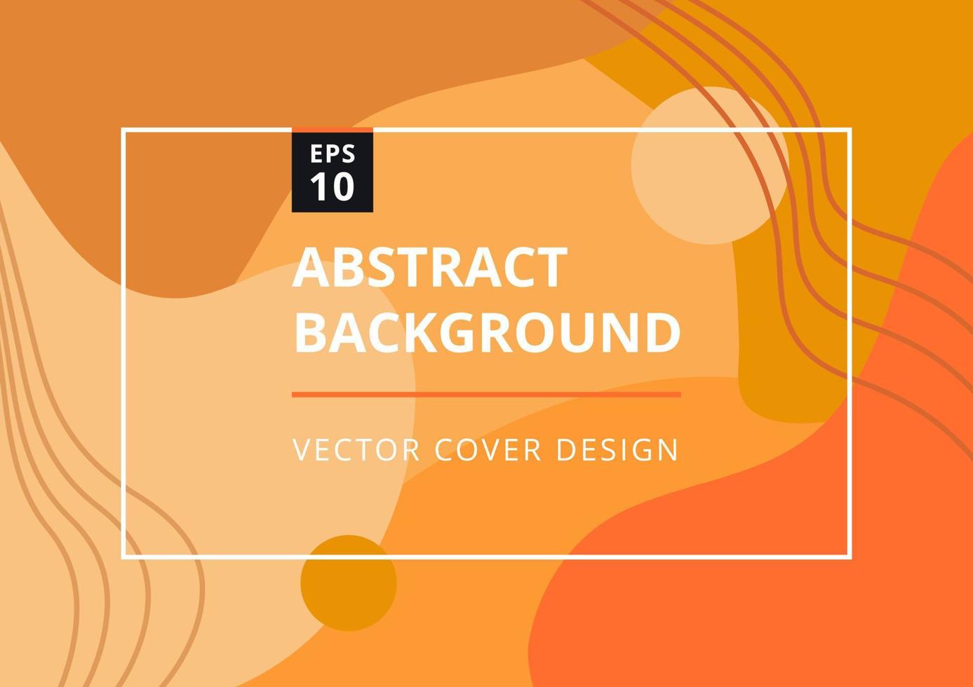 Autumn abstract background with fluid shapes and hand draw line in orange colors. Modern design template with space for text. Minimal stylish cover for branding design. Vector illustration