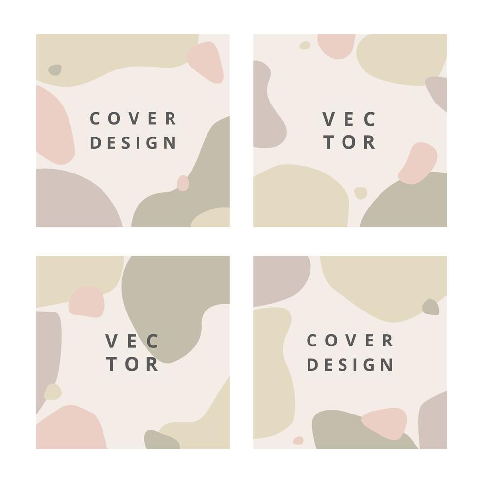Fashion set of abstract square  background with organic splash in pastel colors. Modern design template in scandinavian style. Minimal cover for branding design. Vector illustration