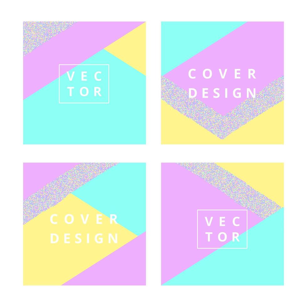 Set of geometric square banner layout template in holographic and glitter color. Modern design on geometric background. Minimal stylish cover branding design. Vector illustration