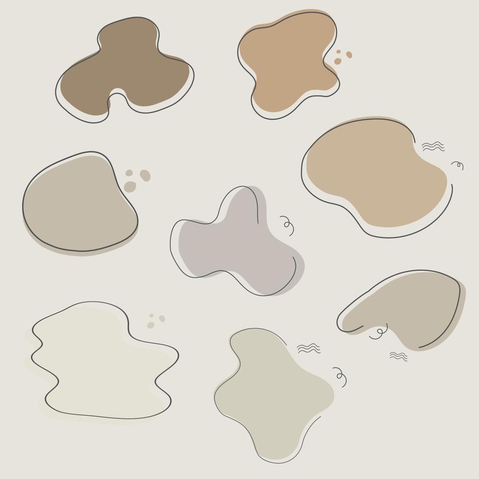 Set of Organic Blob Shapes with earth tone color vector