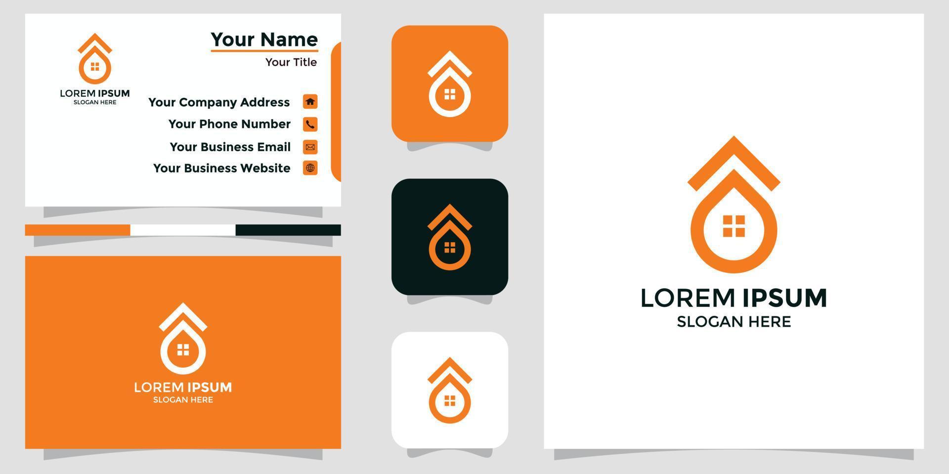 Minimalist real estate logo and branding card vector