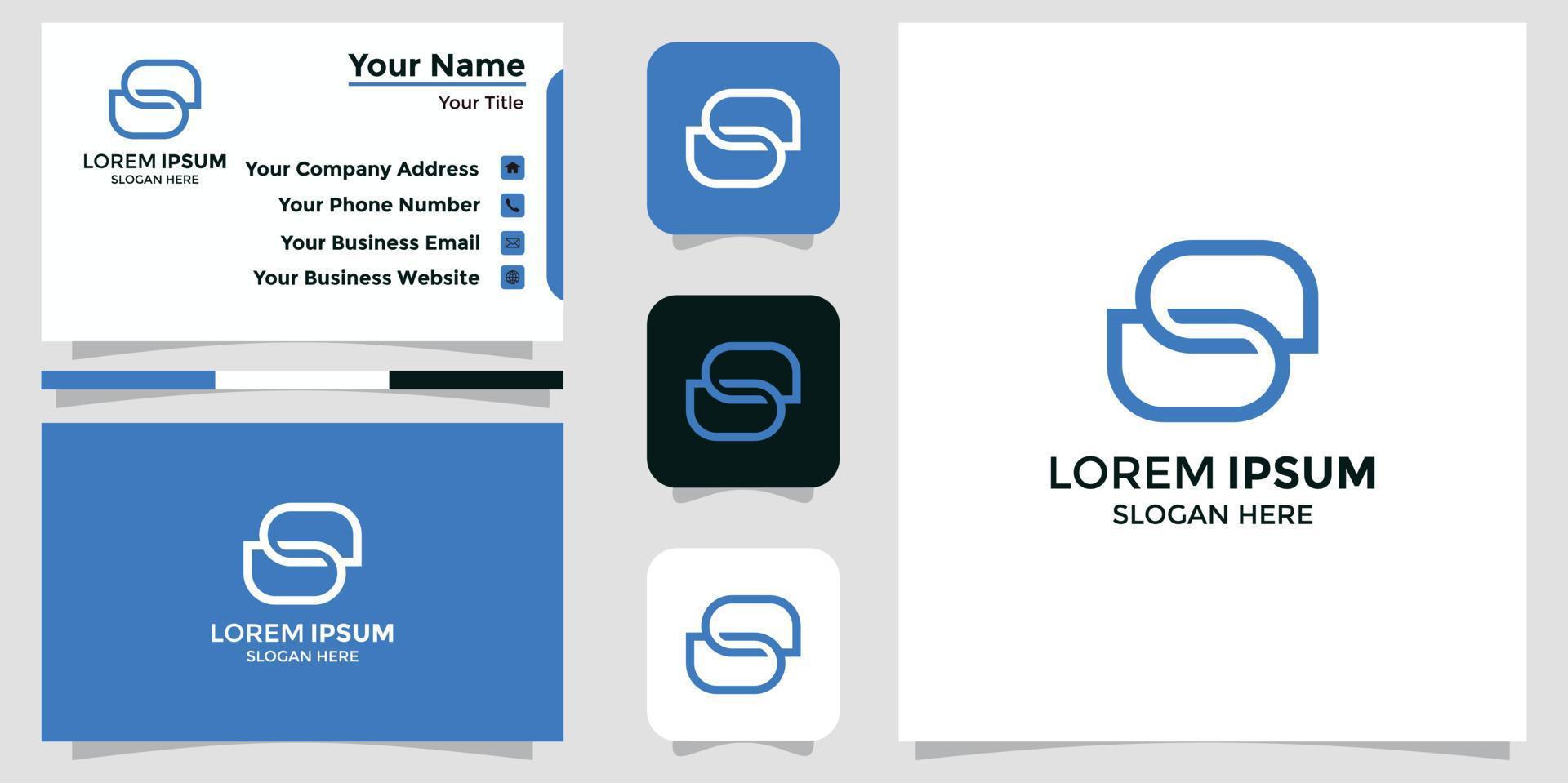 minimalist logo S and branding card vector