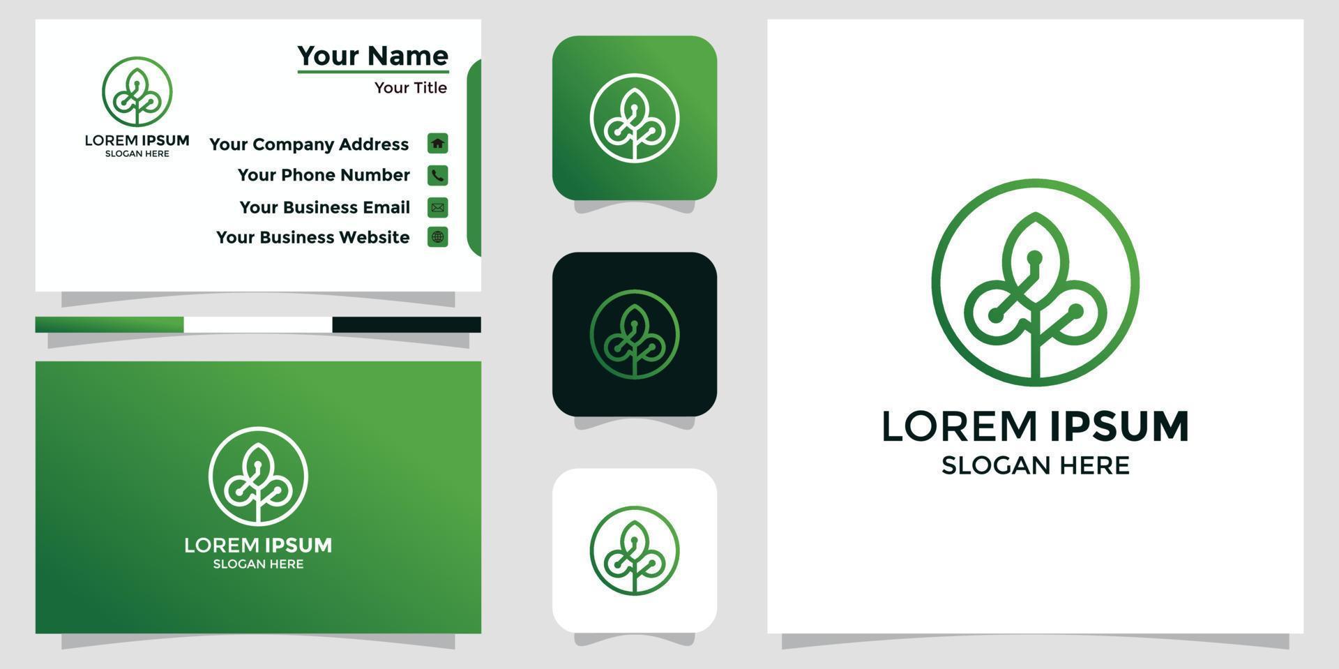 Minimalist technology logo and branding card vector