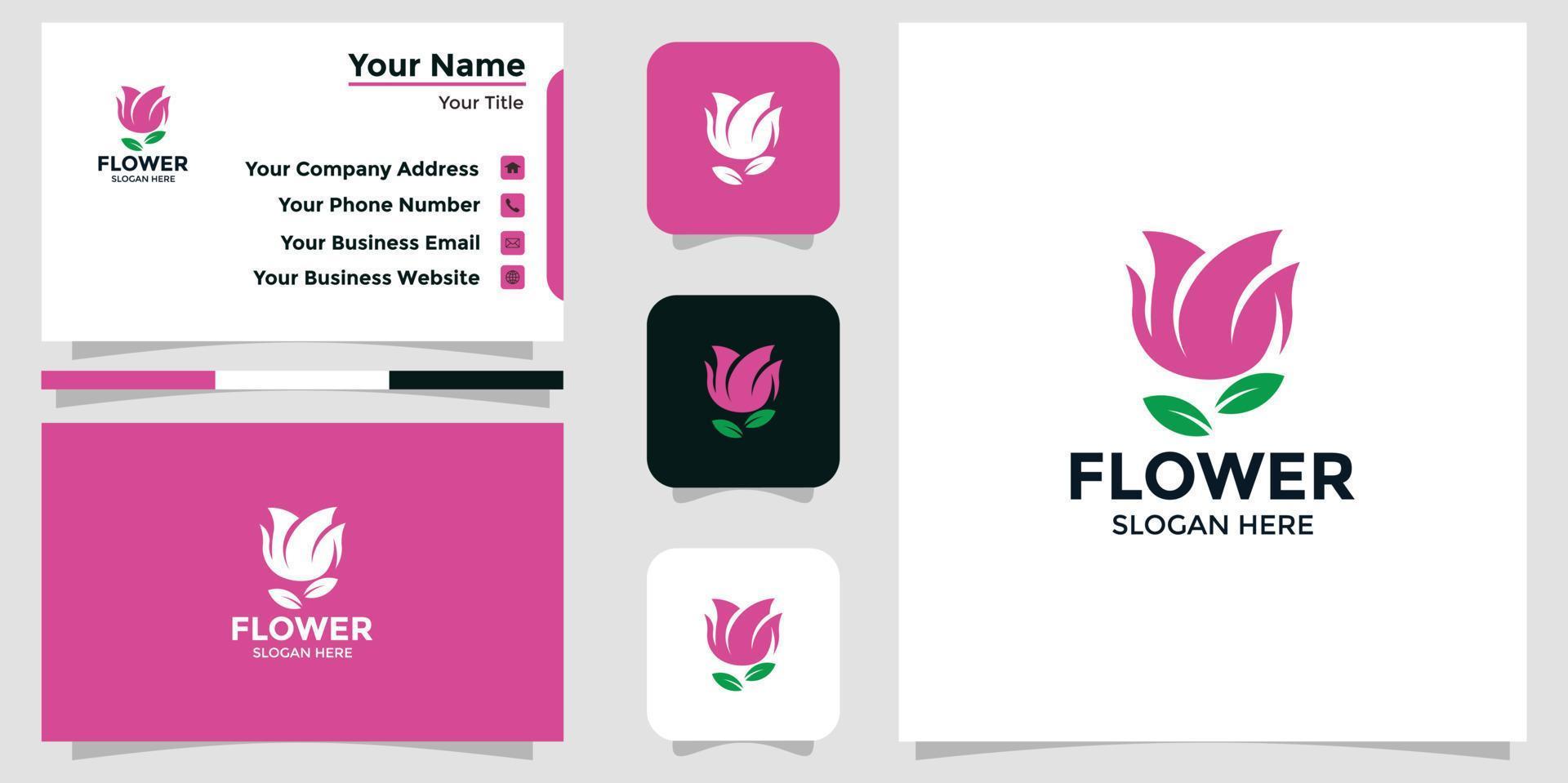 minimalist flower logo design template vector