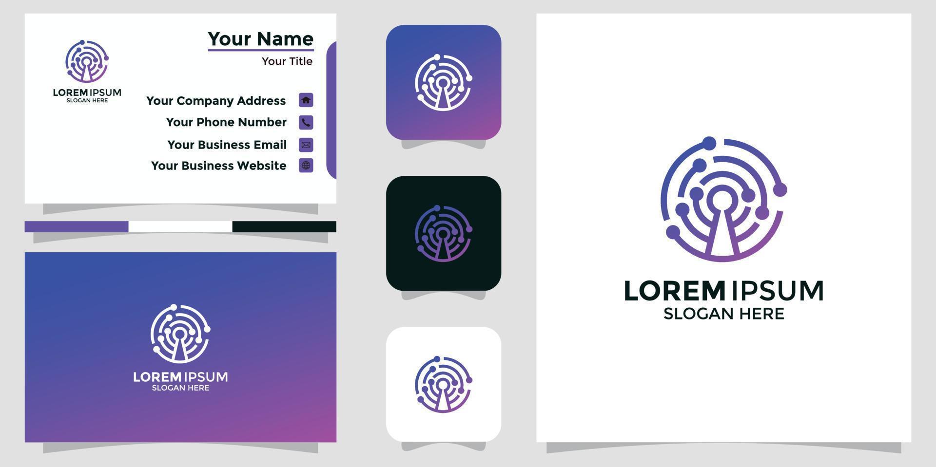 technology logo design letter and branding card vector