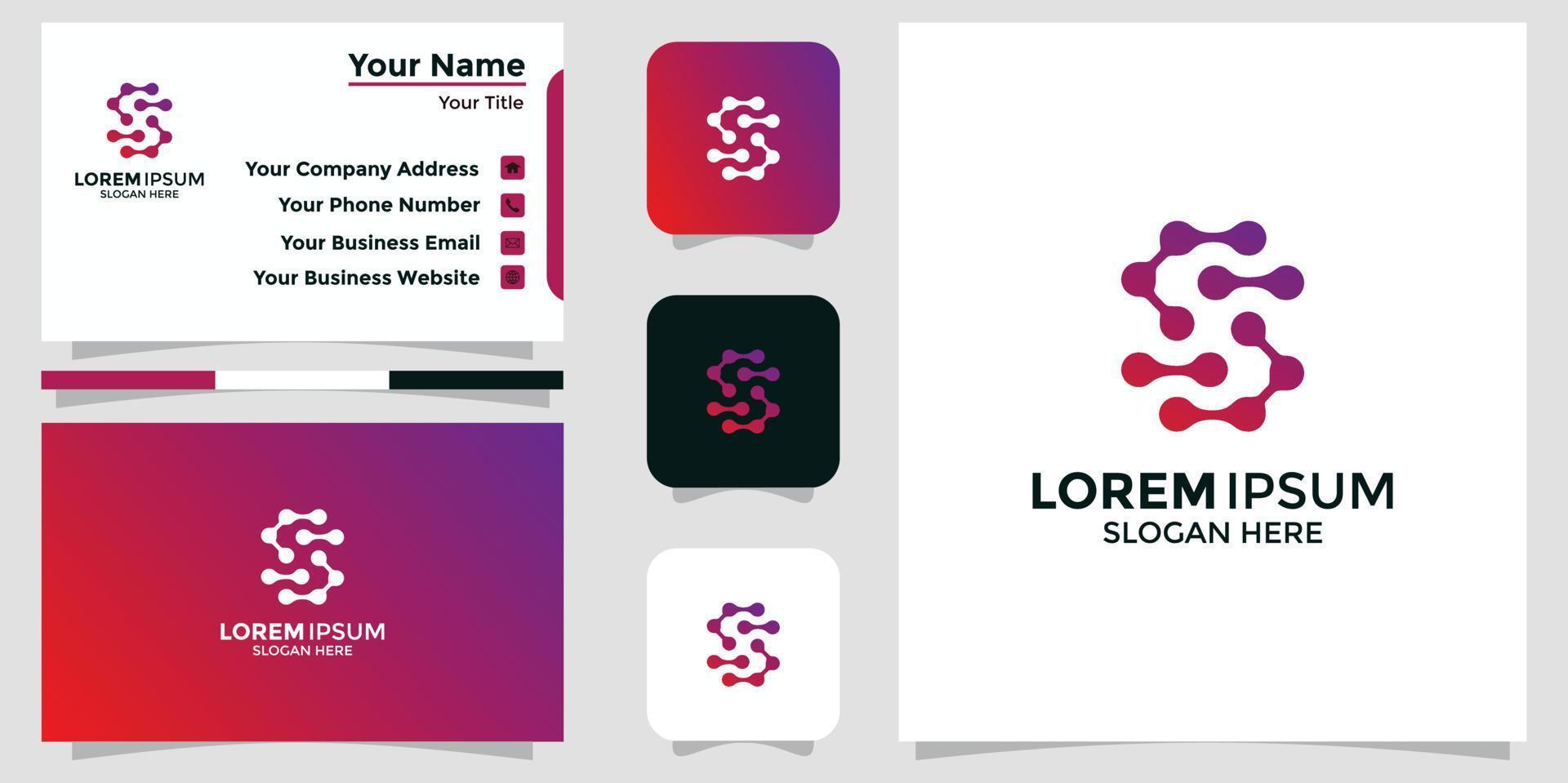 letra de diseño de logotipo minimalista s y tarjeta de marca vector