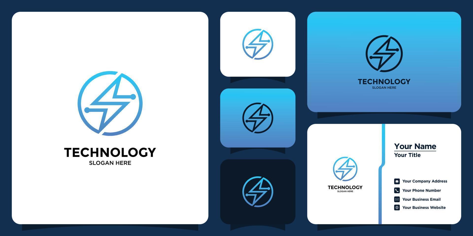 logotipo de diseño de tecnología y tarjeta de marca vector